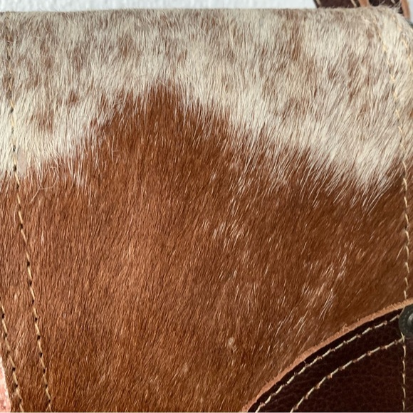 New Myra Leather Western Crossbody Bag Mixed Media Clasp Zipper Southwest Rodeo - Picture 7 of 16